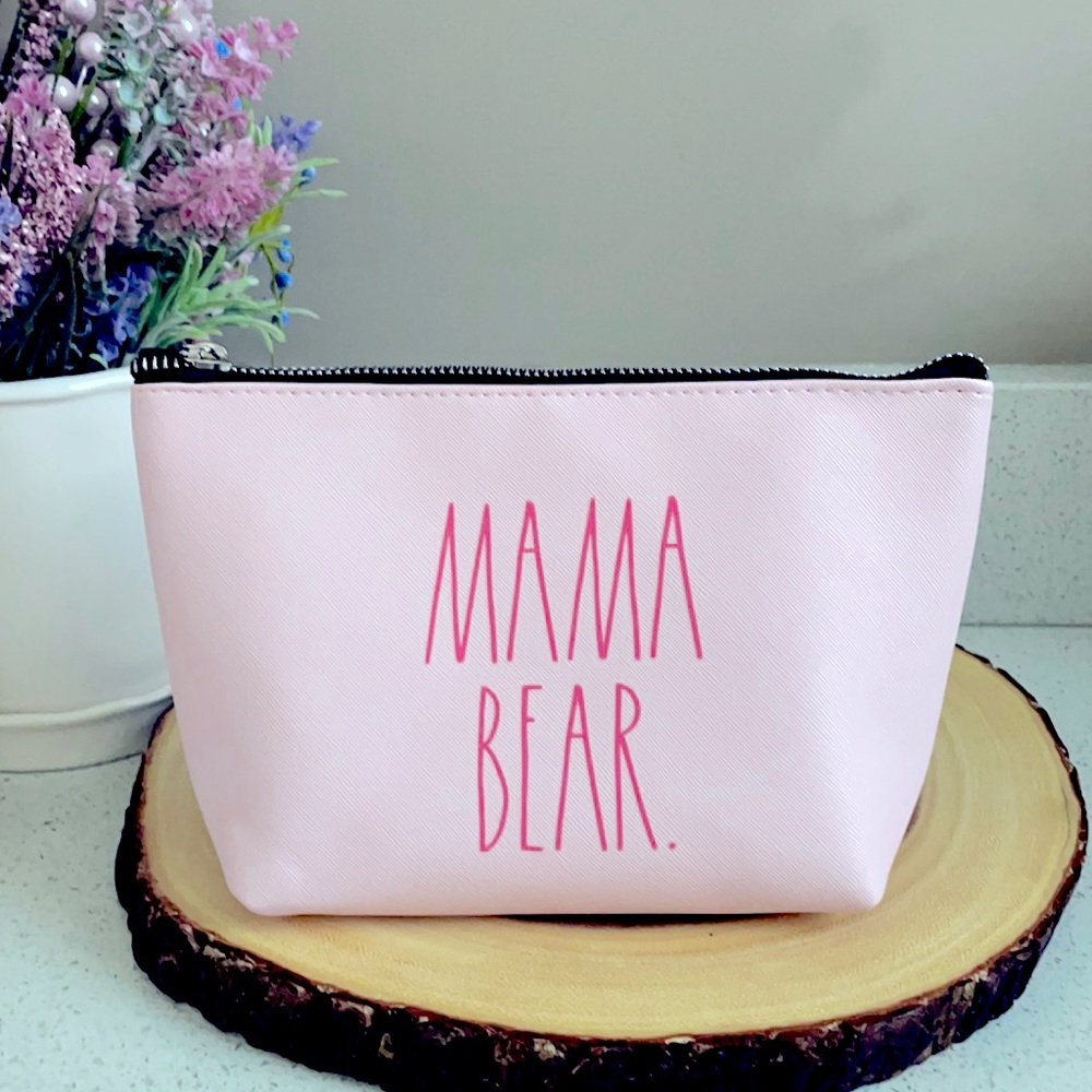 ❗️RAE DUNN MAMA BEAR PINK MAKEUP COSMETIC ZIP POUCH